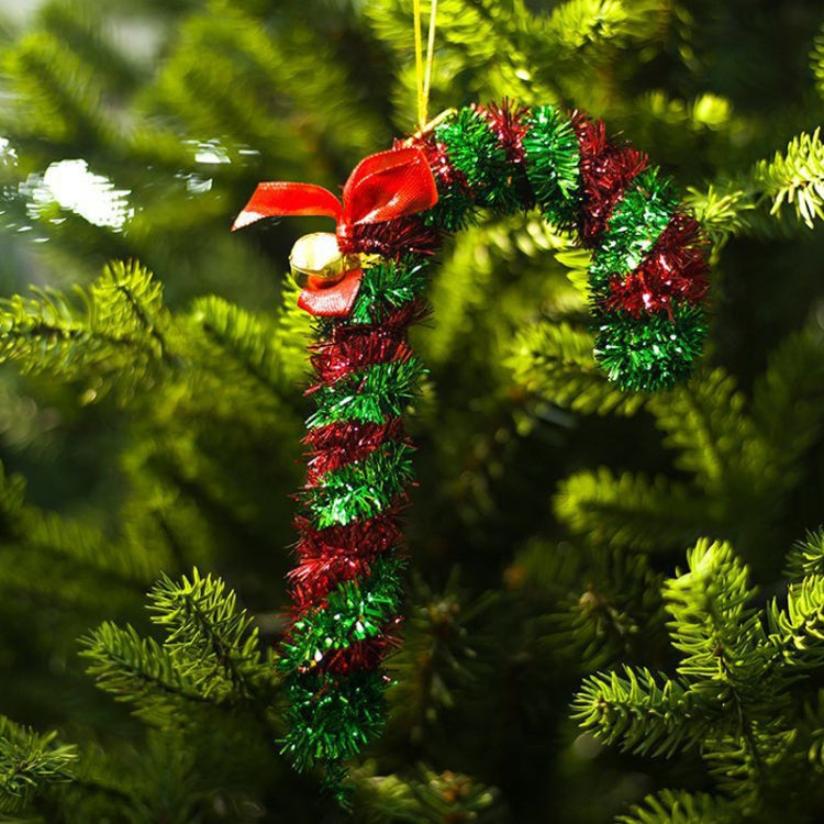 2 PCS Christmas Tree Tops Christmas Candy Cane Bells Decoration Pendant