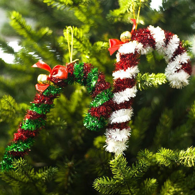 2 PCS Christmas Tree Tops Christmas Candy Cane Bells Decoration Pendant