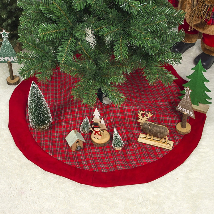 2 PCS Christmas Double Plaid Velvet Edging Christmas Tree Bottom Decorative Tree Skirt, Size:100x100cm
