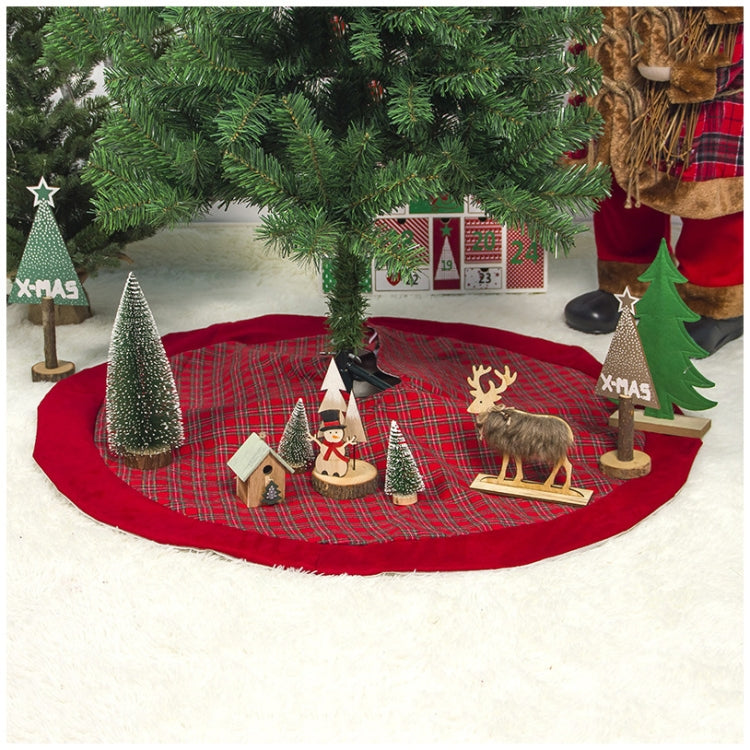 2 PCS Christmas Double Plaid Velvet Edging Christmas Tree Bottom Decorative Tree Skirt, Size:100x100cm