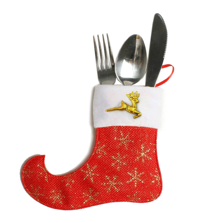 2 PCS Christmas Decoration Christmas Pointed Sock Knife Fork Bag