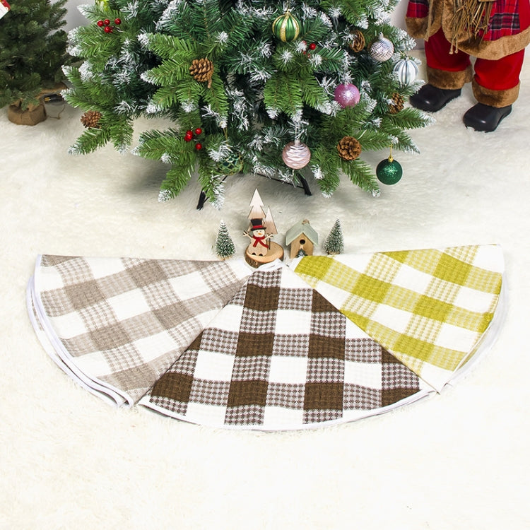 2 PCS Christmas Plaid Fabric Christmas Tree Bottom Decoration Tree Skirt(Dark Coffee)