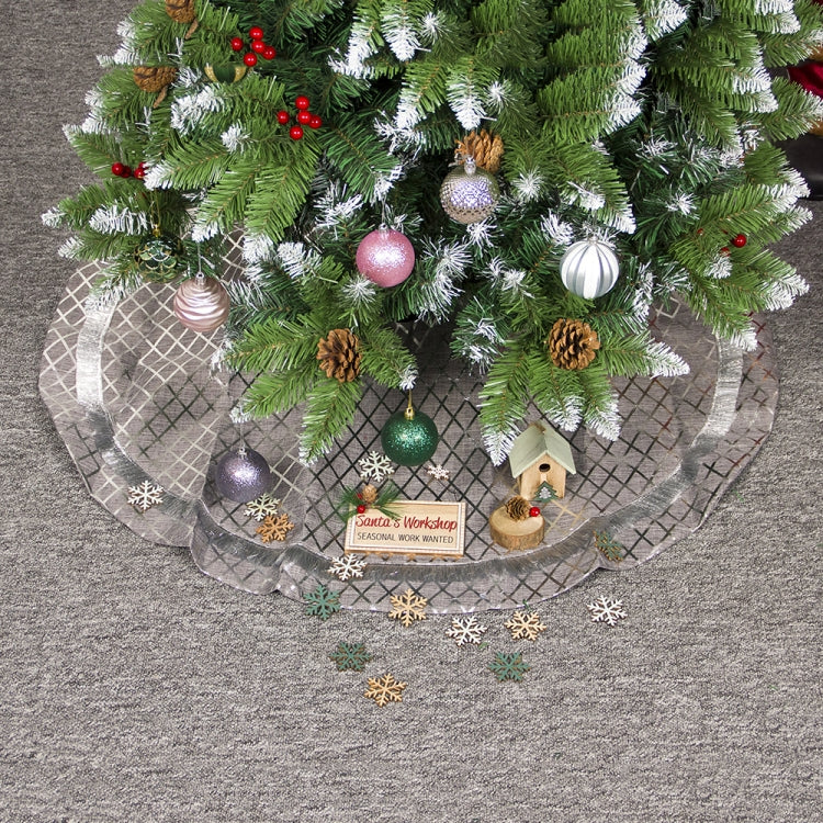 2 PCS Christmas Silver Plaid Christmas Tree Bottom Decoration Tree Skirt, Size:90x90cm