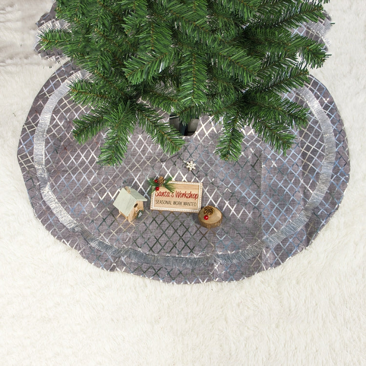 2 PCS Christmas Silver Plaid Christmas Tree Bottom Decoration Tree Skirt, Size:90x90cm