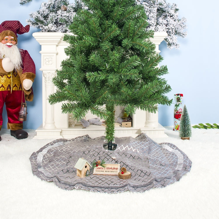 2 PCS Christmas Silver Plaid Christmas Tree Bottom Decoration Tree Skirt, Size:90x90cm