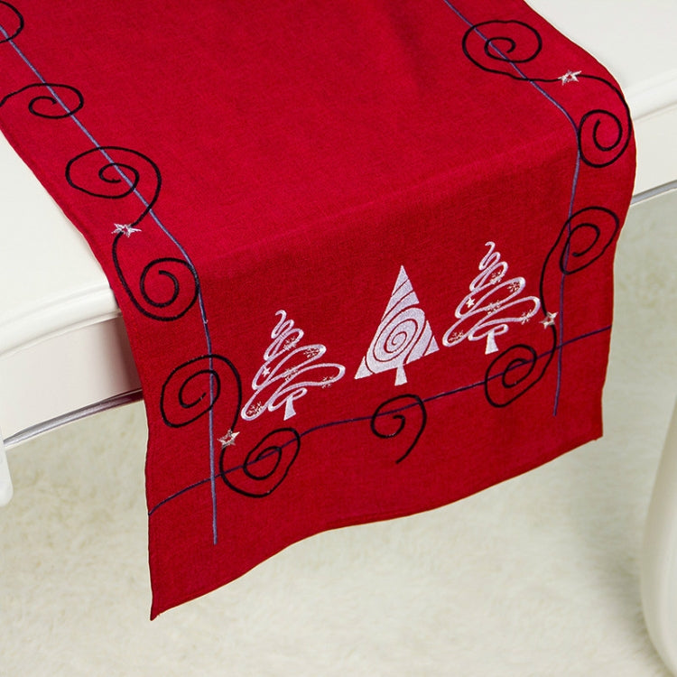 2 PCS Christmas Fabric Christmas Tree Embroidery Table Flag Decorations, Style:Rectangle