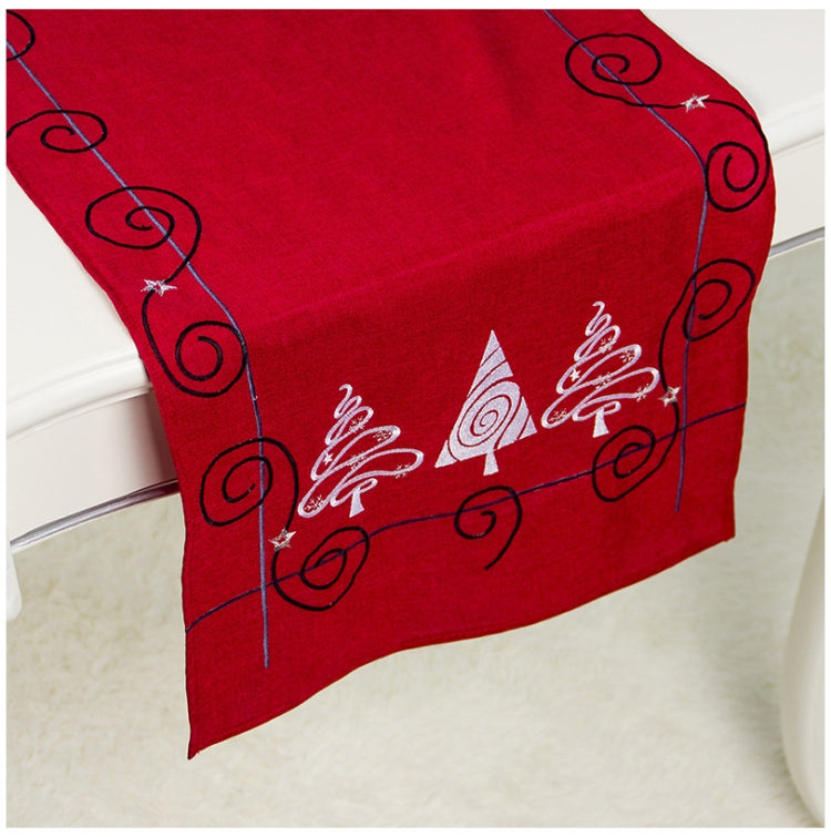 2 PCS Christmas Fabric Christmas Tree Embroidery Table Flag Decorations, Style:Rectangle