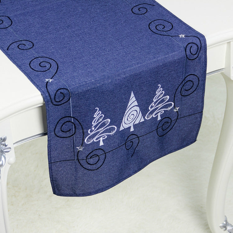 2 PCS Christmas Fabric Christmas Tree Embroidery Table Flag Decorations, Style:Rectangle