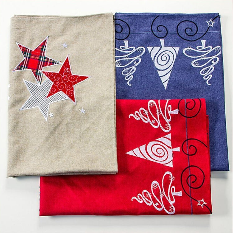 2 PCS Christmas Fabric Christmas Tree Embroidery Table Flag Decorations, Style:Rectangle