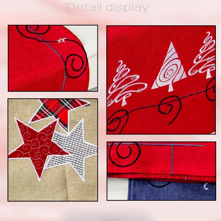 2 PCS Christmas Fabric Christmas Tree Embroidery Table Flag Decorations, Style:Square+Rectangle