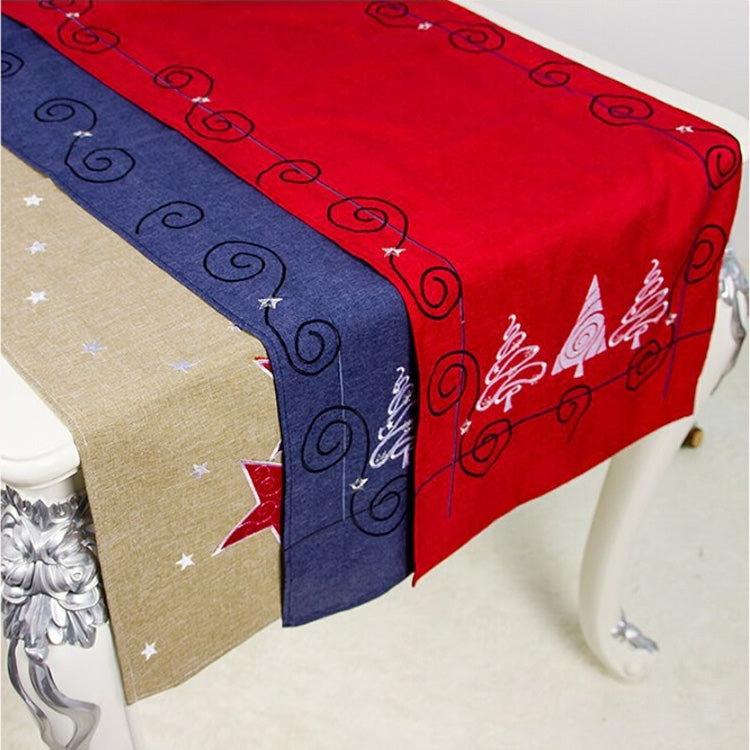 2 PCS Christmas Fabric Christmas Tree Embroidery Table Flag Decorations, Style:Square+Rectangle
