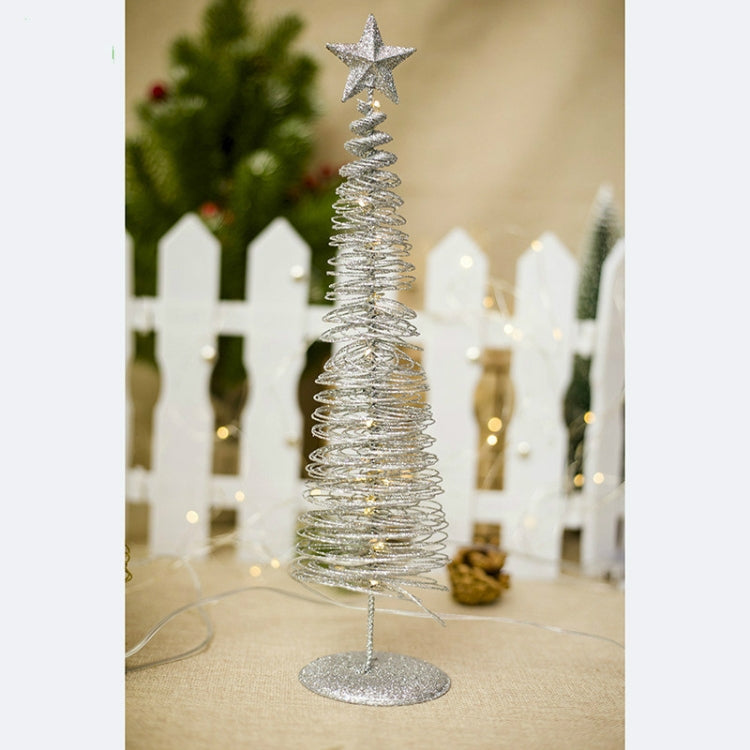 2 PCS Christmas Decoration Glowing Christmas Tree Decorations Creative Round Light Metal Decorations Christmas Decorations