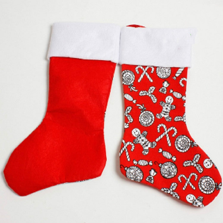 2 PCS Print Christmas Socks Gift Bag Creative Christmas Tree Decoration