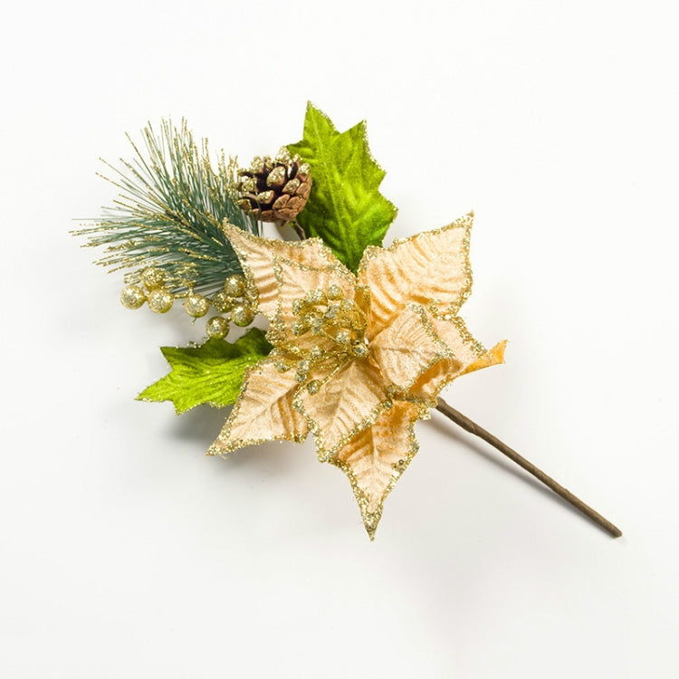 2 PCS Christmas Tree Pine Needles Pine Cones Decorative Items(Gold)