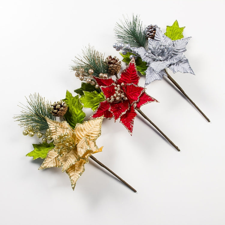 2 PCS Christmas Tree Pine Needles Pine Cones Decorative Items(Gold)