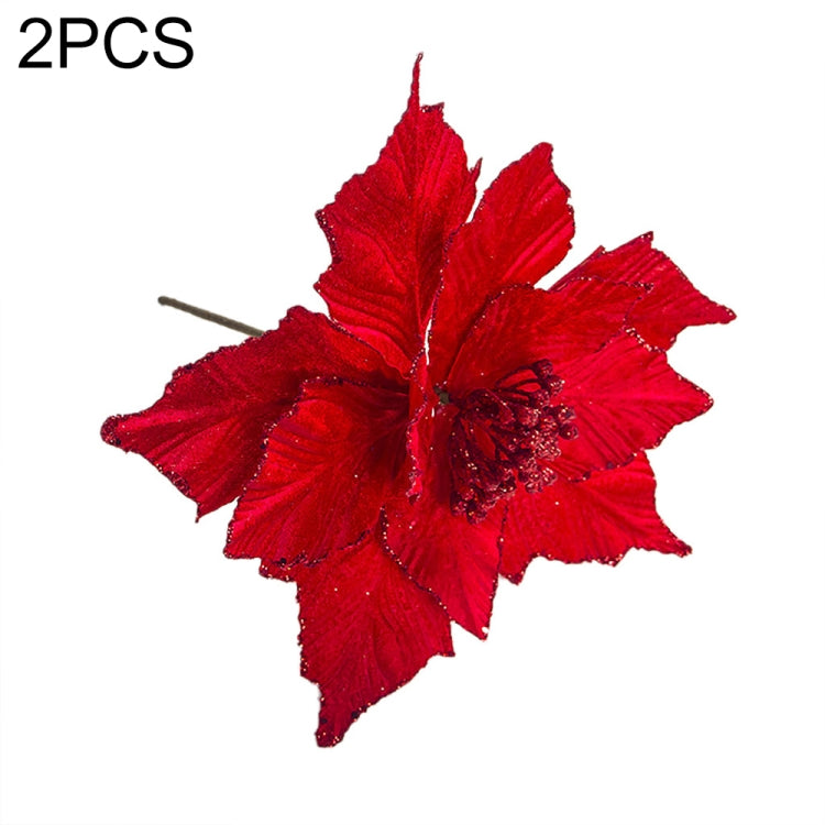 2 PCS Christmas Artificial Flower Leaves Flower Arrangement  Christmas Tree Decoration
