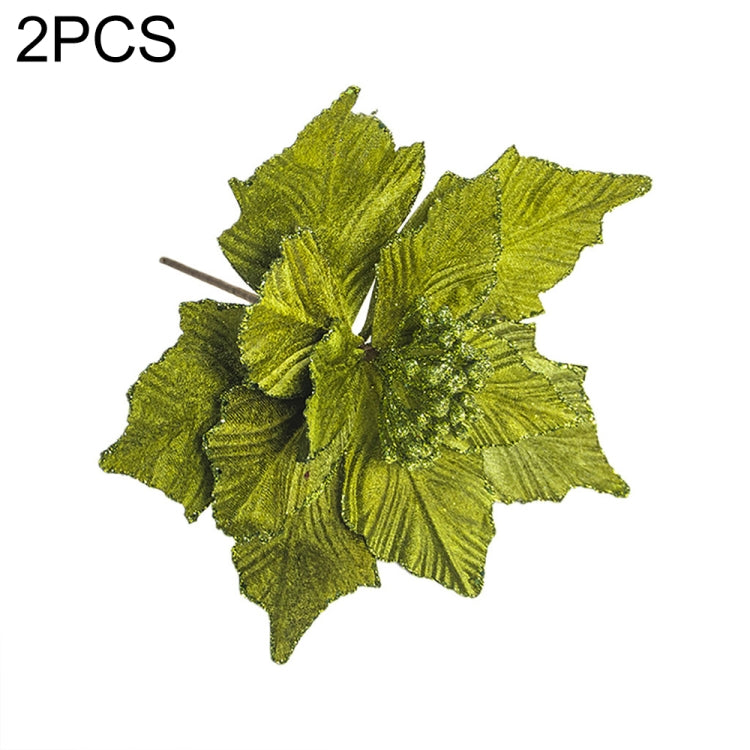 2 PCS Christmas Artificial Flower Leaves Flower Arrangement  Christmas Tree Decoration
