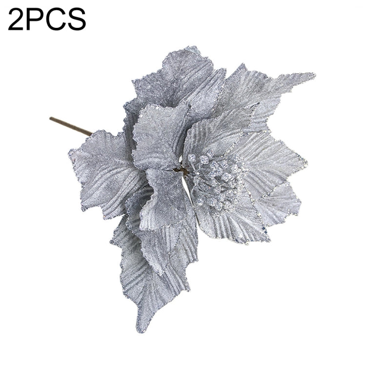 2 PCS Christmas Artificial Flower Leaves Flower Arrangement  Christmas Tree Decoration