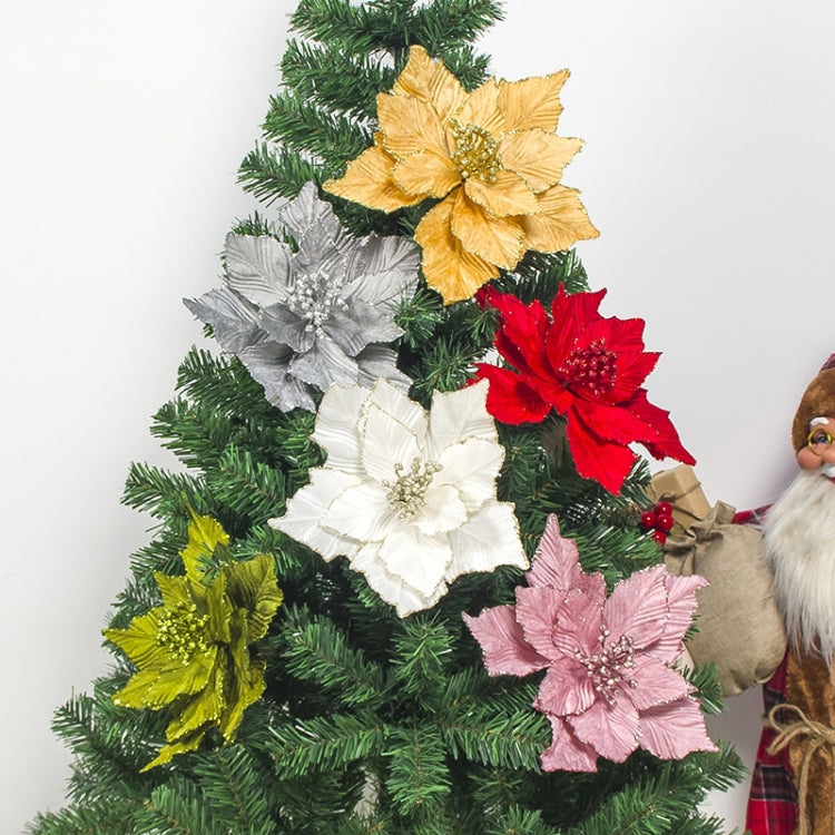 2 PCS Christmas Artificial Flower Leaves Flower Arrangement  Christmas Tree Decoration