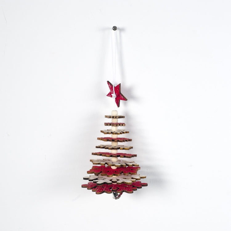 2 PCS Creative Christmas Wooden Multi-layer Snowflake Christmas Tree Beaded Pendant Ornament