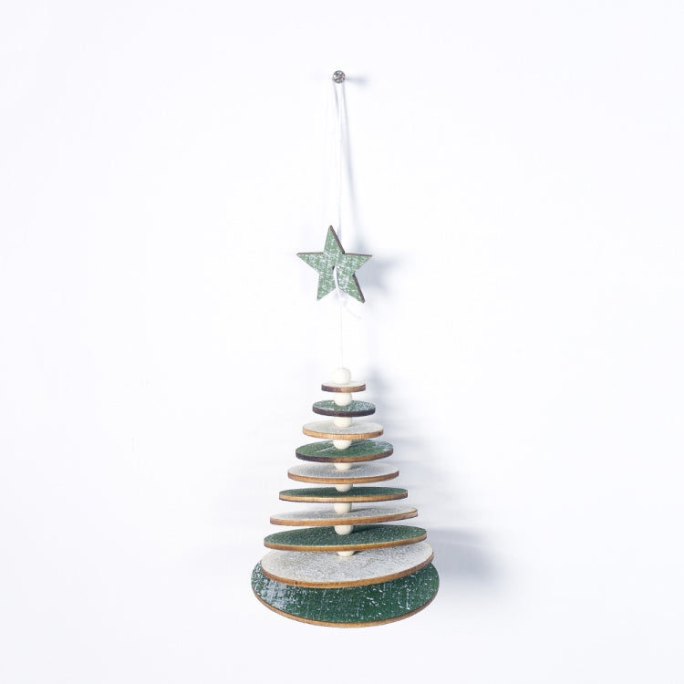2 PCS Creative Christmas Wooden Multi-layer Snowflake Christmas Tree Beaded Pendant Ornament