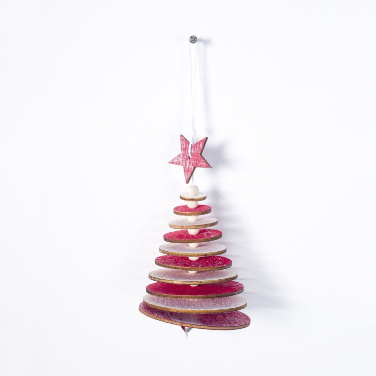 2 PCS Creative Christmas Wooden Multi-layer Snowflake Christmas Tree Beaded Pendant Ornament