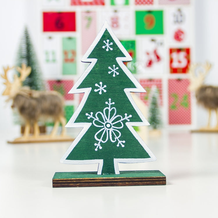 2 PCS Christmas Creative Wooden Painted Snowflake Christmas Tree Ornaments(Green)