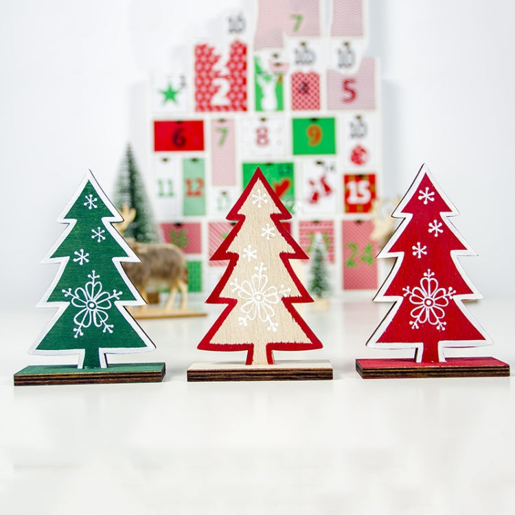 2 PCS Christmas Creative Wooden Painted Snowflake Christmas Tree Ornaments(Green)