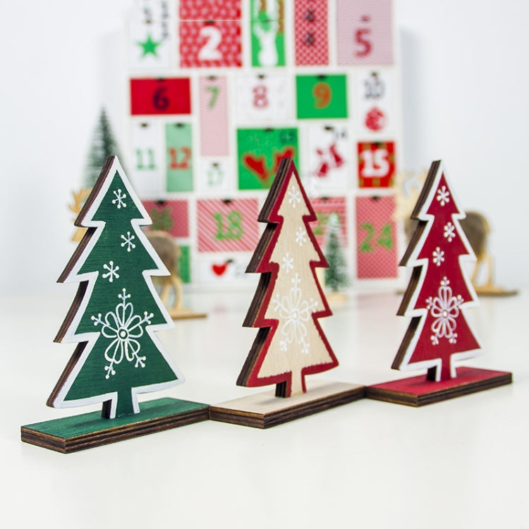 2 PCS Christmas Creative Wooden Painted Snowflake Christmas Tree Ornaments(Green)