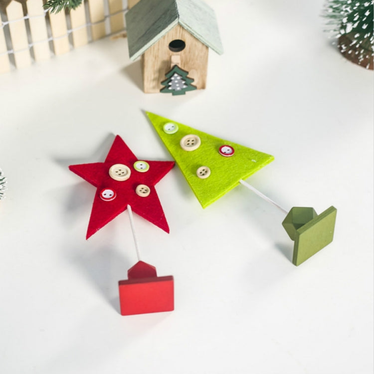 2 PCS Christmas Decorations Wooden Felt Button Christmas Tree Creative Ornaments