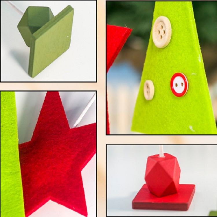 2 PCS Christmas Decorations Wooden Felt Button Christmas Tree Creative Ornaments
