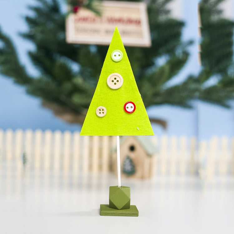 2 PCS Christmas Decorations Wooden Felt Button Christmas Tree Creative Ornaments