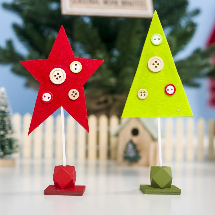 2 PCS Christmas Decorations Wooden Felt Button Christmas Tree Creative Ornaments