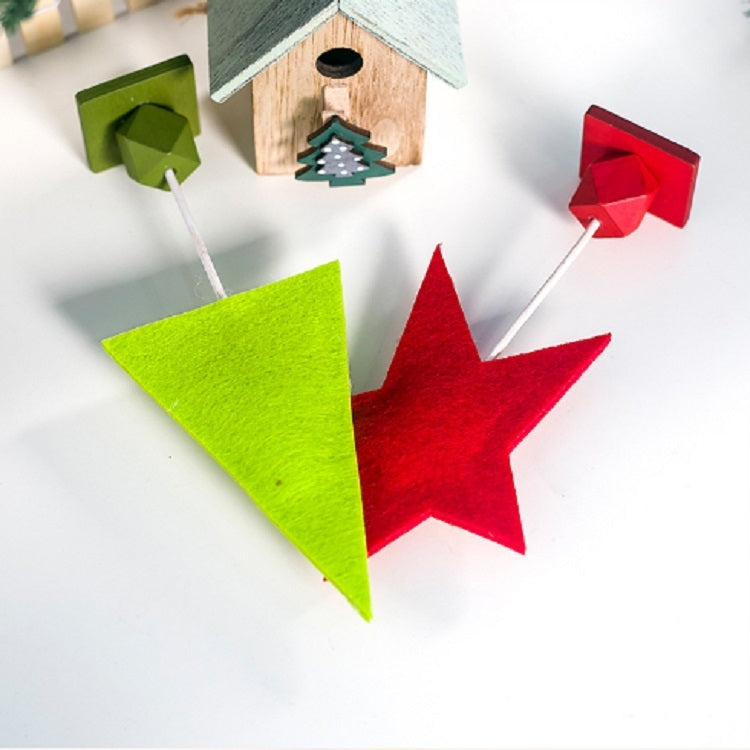 2 PCS Christmas Decorations Wooden Felt Button Christmas Tree Creative Ornaments