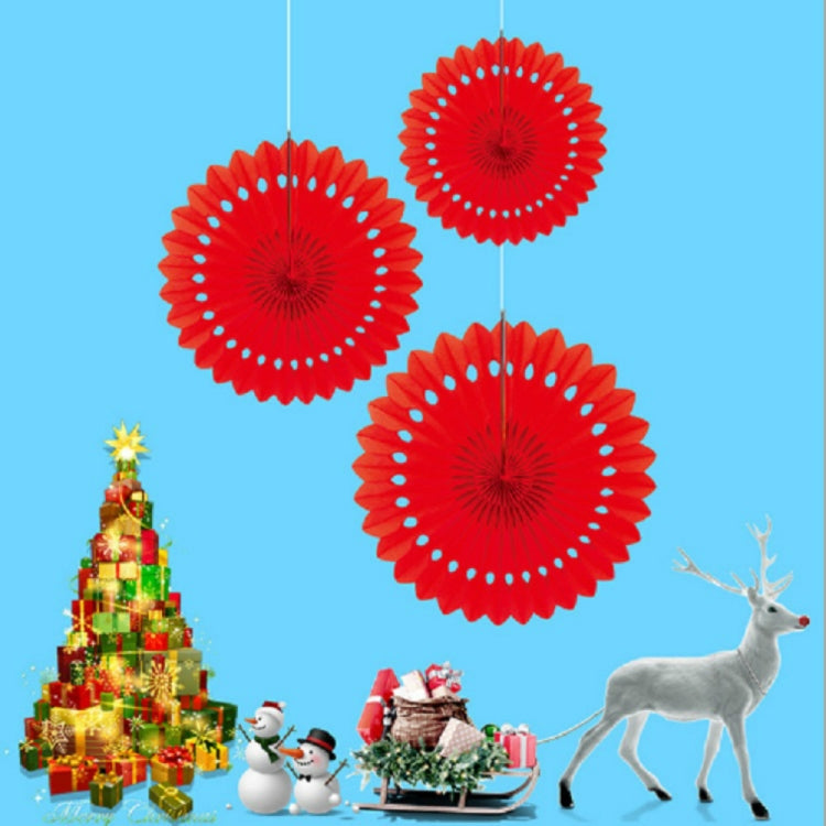 2 Packs Christmas Paper Creative Hollow Flower Decoration Atmosphere Layout Supplies(Red)