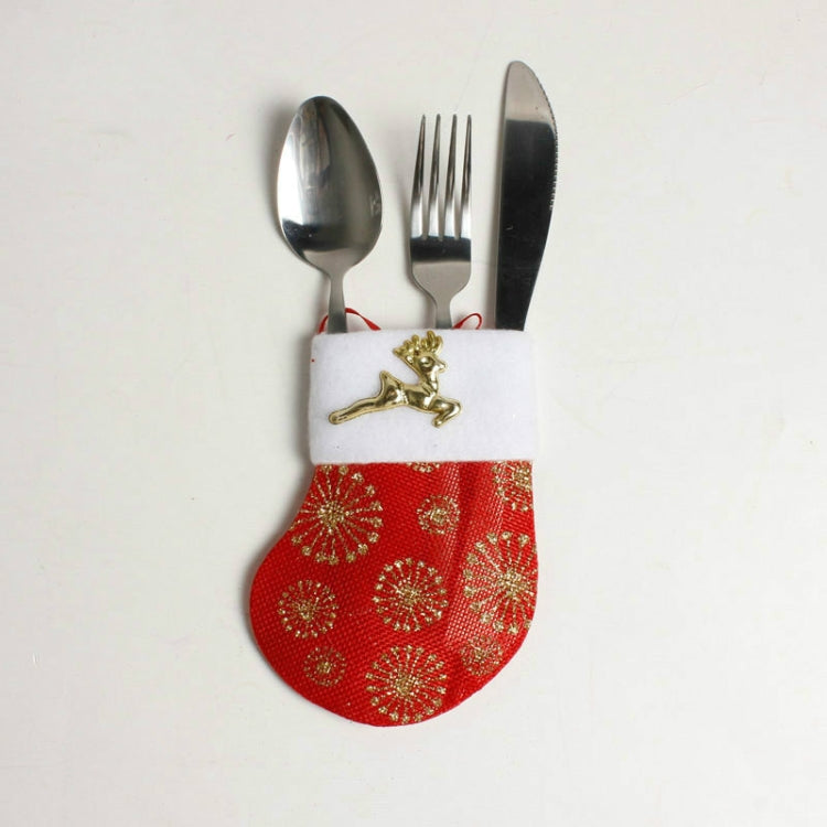 2 PCS Creative Christmas Stocking Knife and Fork Set Table Decoration