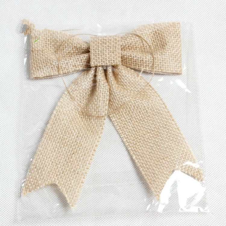 2 PCS Christmas Burlap Primary Color Bow Decoration Pendant