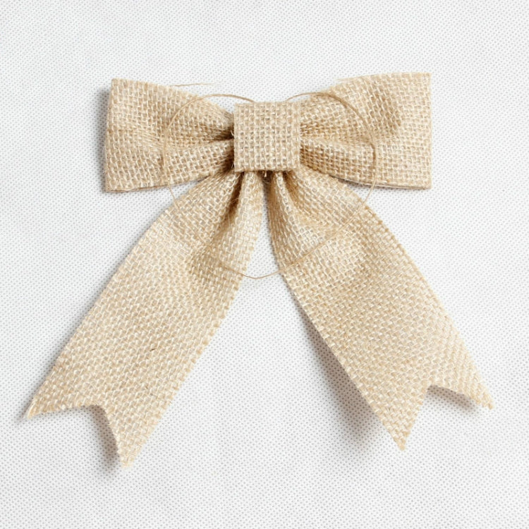 2 PCS Christmas Burlap Primary Color Bow Decoration Pendant