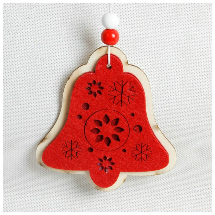 2 PCS Christmas Wooden Pendant Ornaments Christmas Snow Bell Creative Pendant