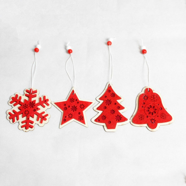 2 PCS Christmas Wooden Pendant Ornaments Christmas Snow Bell Creative Pendant