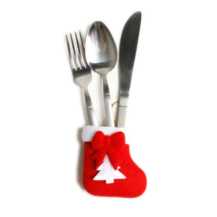 2 PCS Christmas Mini Cartoon Non-woven Cutlery Set Christmas Tree Decoration