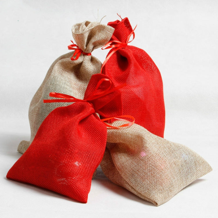Christmas Linen Drawstring Candy Storage Pouch, Specification:Red Color Small Size 19*13.5cm