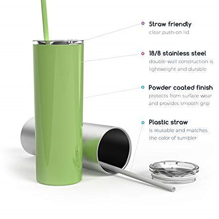 600ml Stainless Steel Double Vacuum Insulated Unbreakable Tumbler Cup with Lid & Straws