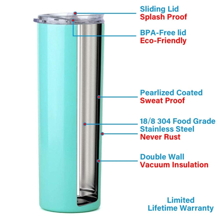 600ml Stainless Steel Double Vacuum Insulated Unbreakable Tumbler Cup with Lid & Straws