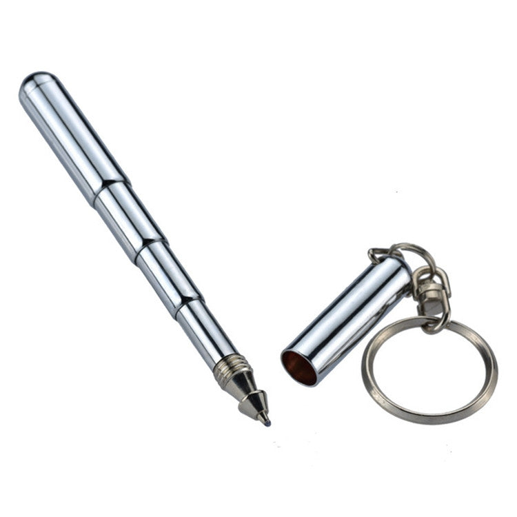 2 PCS Metal Key Ring Stainless Steel Telescopic Pen