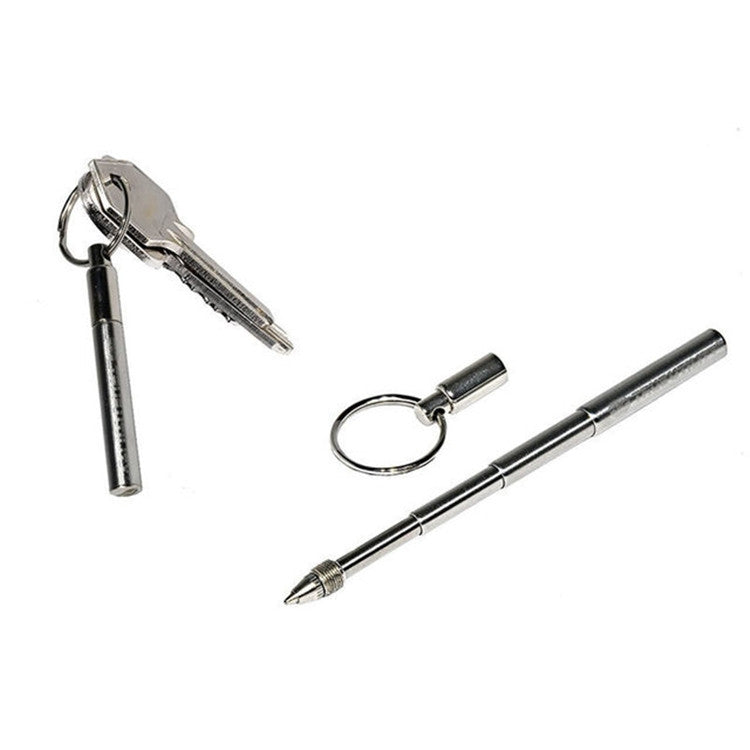 2 PCS Metal Key Ring Stainless Steel Telescopic Pen