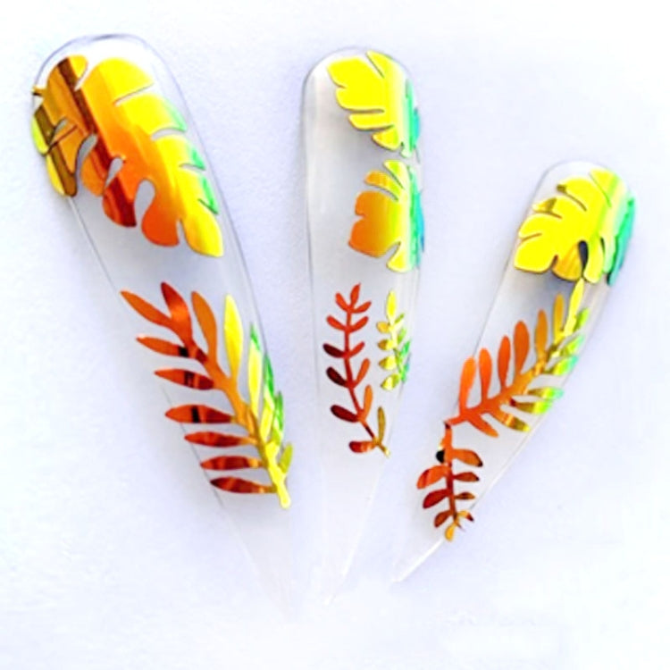 16 PCS 3D Holographic Nail Sticker  Holo Leaf DIY Adhesive Decal Sticker