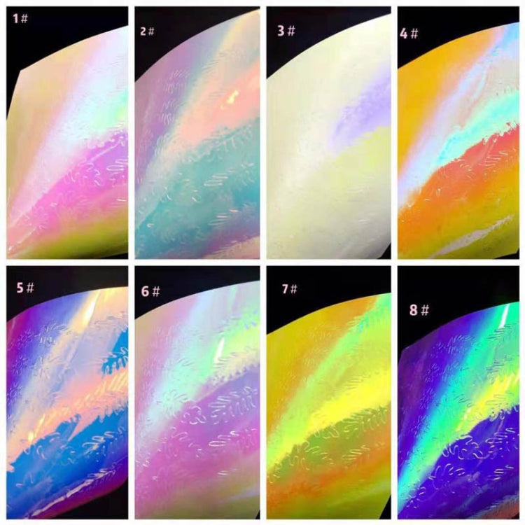 16 PCS 3D Holographic Nail Sticker  Holo Leaf DIY Adhesive Decal Sticker