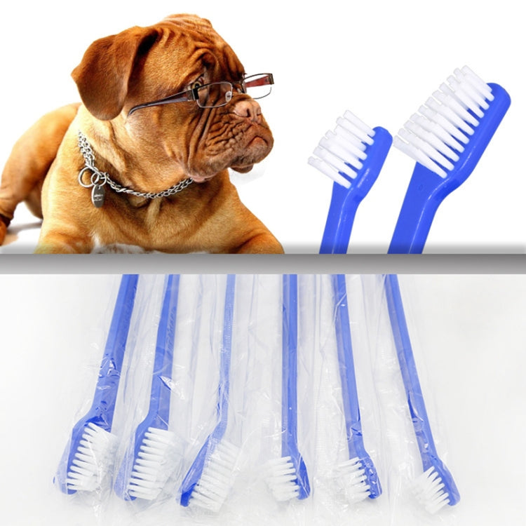20 PCS Dog Cat Effective Pets Oral Care Pet Toothbrush, Specification:Blue Handle + Medium Hair(Blue)