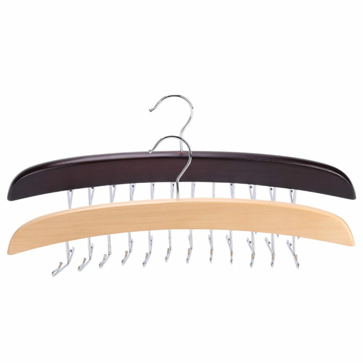 Solid Wood Multi-function Storage Artifact Tie Scarf Belt Scarves Hanger(Black)